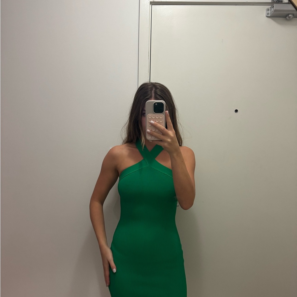 Babaton Strapless Green Dress